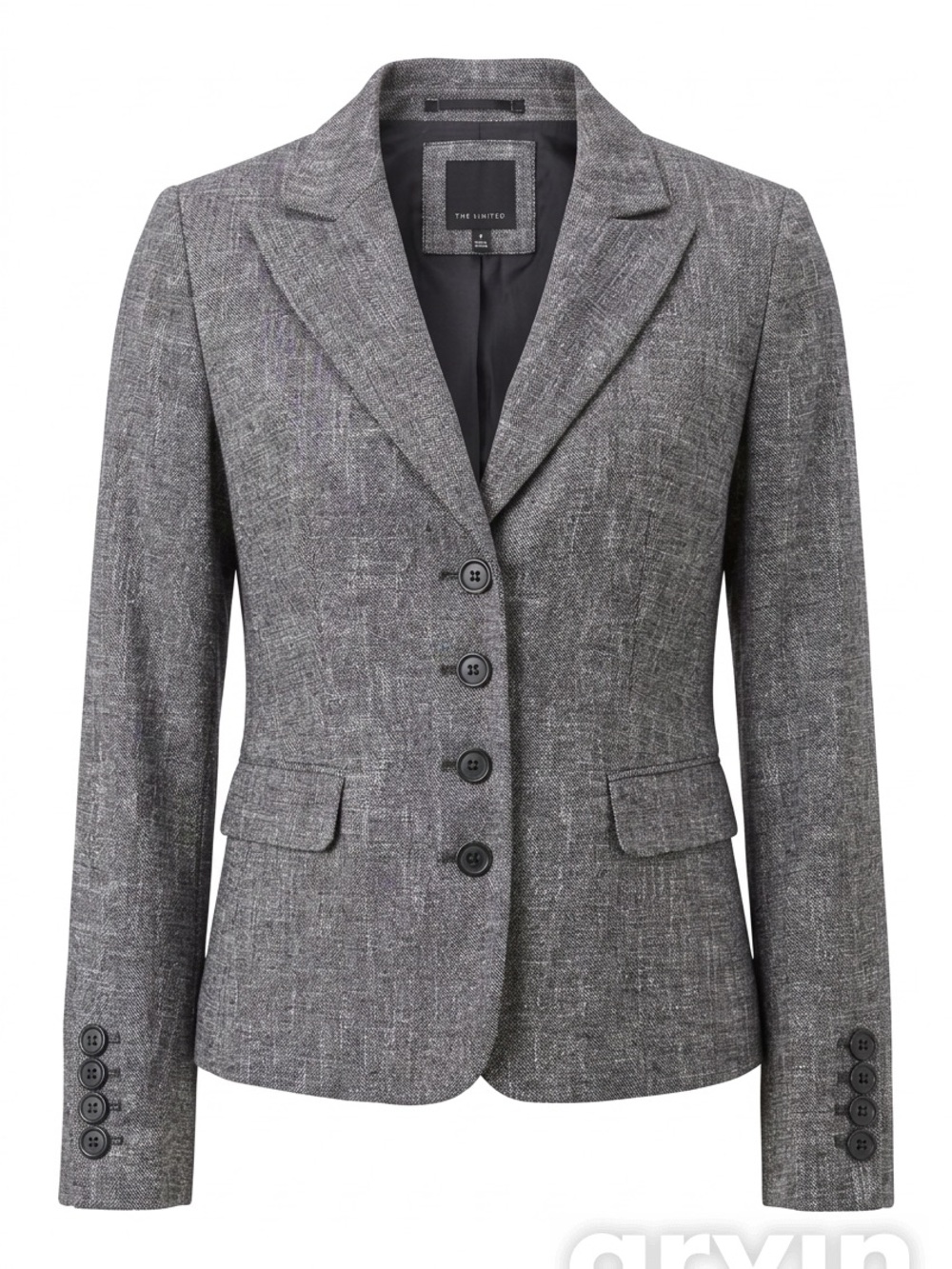 Tailored Grey Women's Blazer Jacket - The Limited button notch collar gray